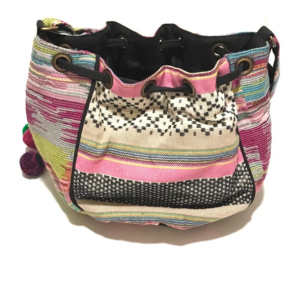 Boho multi color bucket bag - Picture 3 of 6